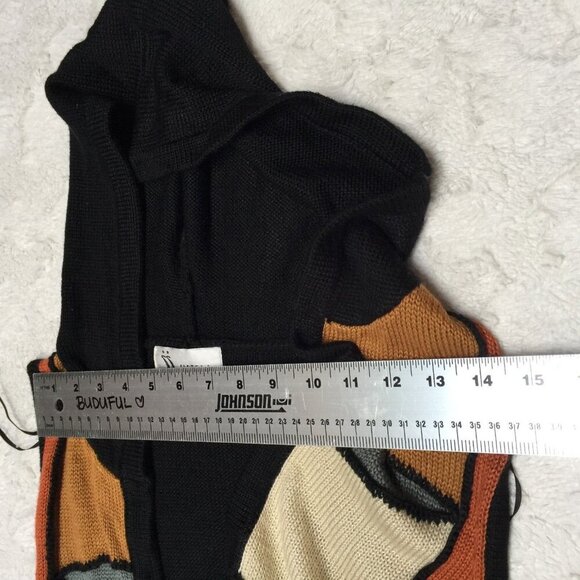 Sisters Women's Medium Hooded Colorblock Vest Cardigan Sweater in Multicolor New - Picture 5 of 8